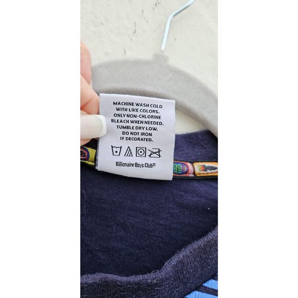 Billionaire Boys Club Mens T Shirt Large Blue All Over Logo Print Crew BBC Tee - Picture 7 of 9